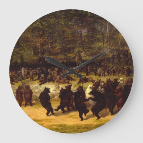 The Bear Dance 1870 by William Holbrook Beard Large Clock