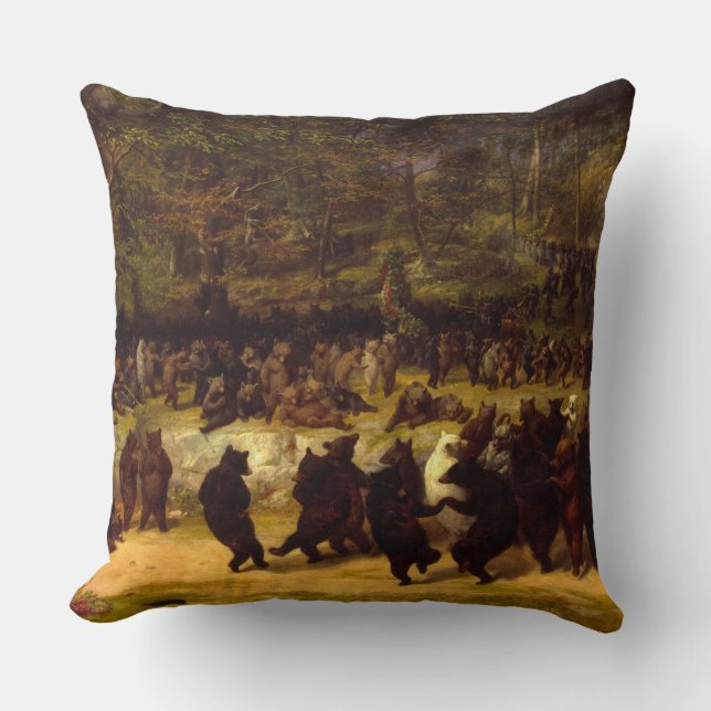 The Bear Dance, 1870 by William Holbrook Beard Throw Pillow (Front)
