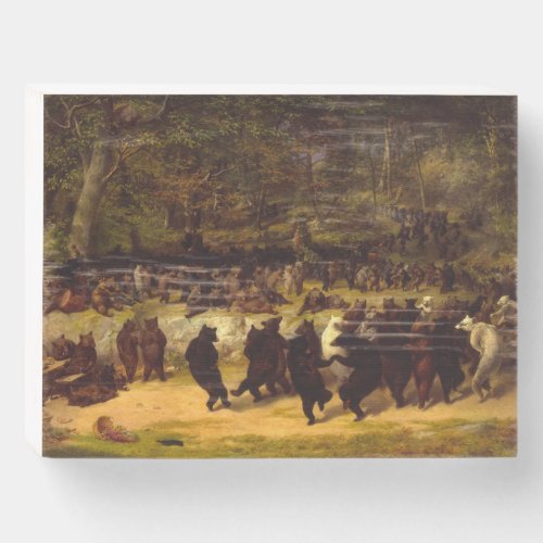 The Bear Dance 1870 by William Holbrook Beard Wooden Box Sign