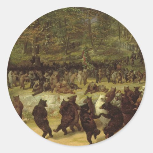 The Bear Dance Painting _ William Holbrook Beard Classic Round Sticker