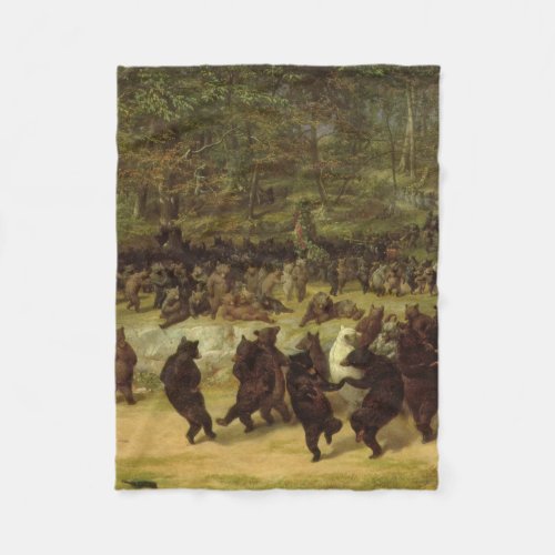 The Bear Dance Painting _ William Holbrook Beard Fleece Blanket