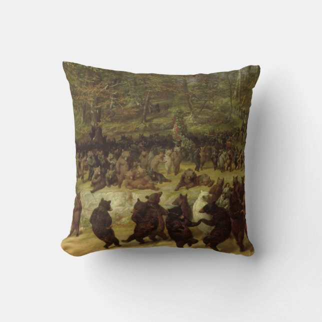 The Bear Dance Painting - William Holbrook Beard Throw Pillow (Front)