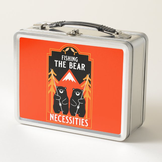 The Bear Necessities Fishing Metal Lunch Box (Front)