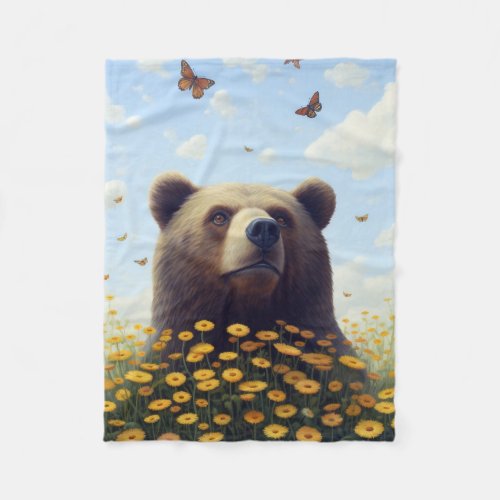 The Bears Dreamy Dance with Butterflies Fleece Blanket
