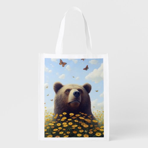 The Bears Dreamy Dance with Butterflies Grocery Bag