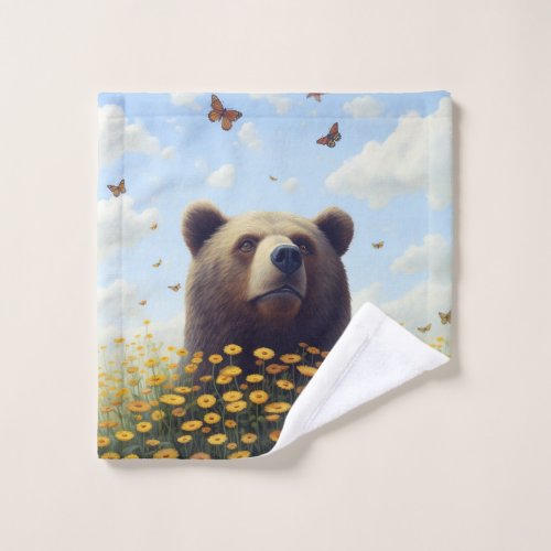 The Bears Dreamy Dance with Butterflies Wash Cloth