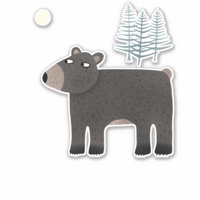 The Bear the Trees and the Moon Sticker (Front)