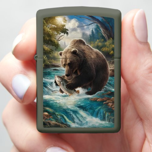 The Bear With the Golden Fish  Zippo Lighter