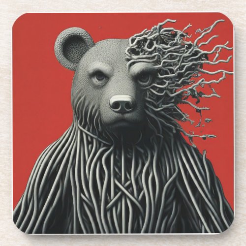 The Bear with the Roots Beverage Coaster