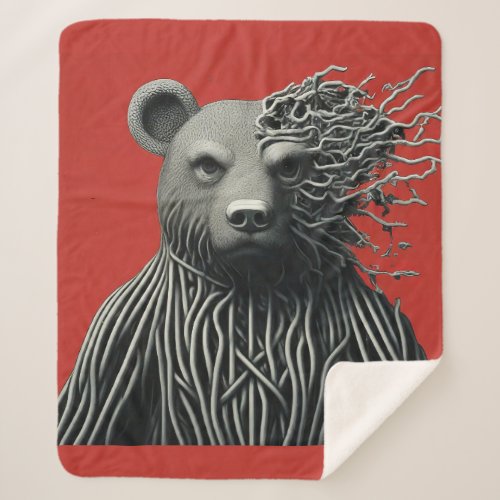 The Bear with the Roots Sherpa Blanket
