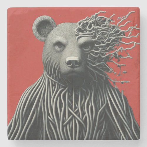 The Bear with the Roots Stone Coaster