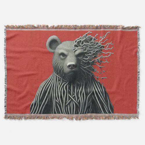 The Bear with the Roots Throw Blanket