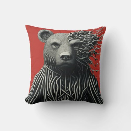 The Bear with the Roots Throw Pillow