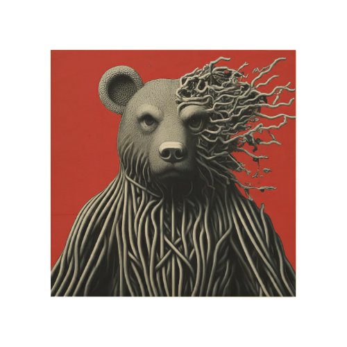 The Bear with the Roots Wood Wall Art