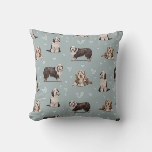 The Bearded Collie Dog Throw Pillow