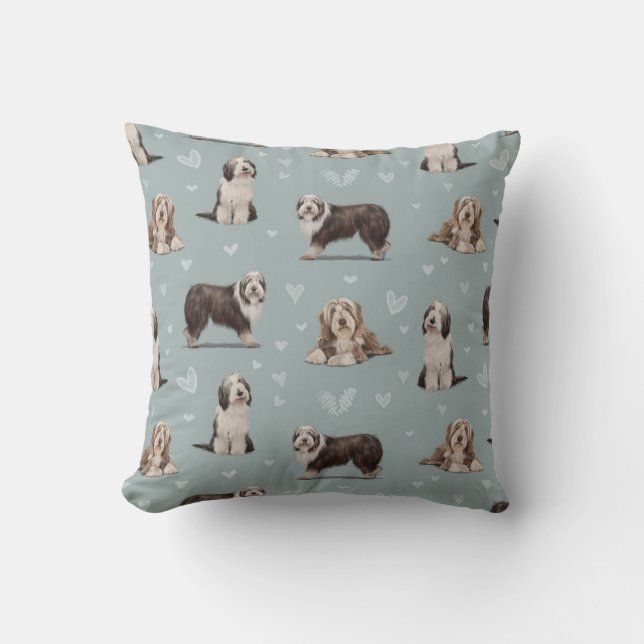 The Bearded Collie Dog Throw Pillow (Front)