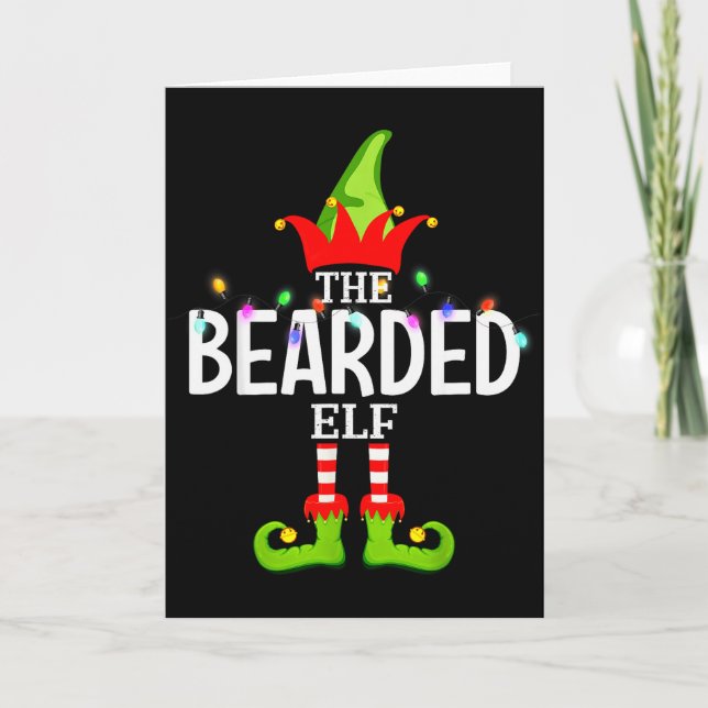 The Bearded Elf Christmas Matching Pajamas  Card (Front)