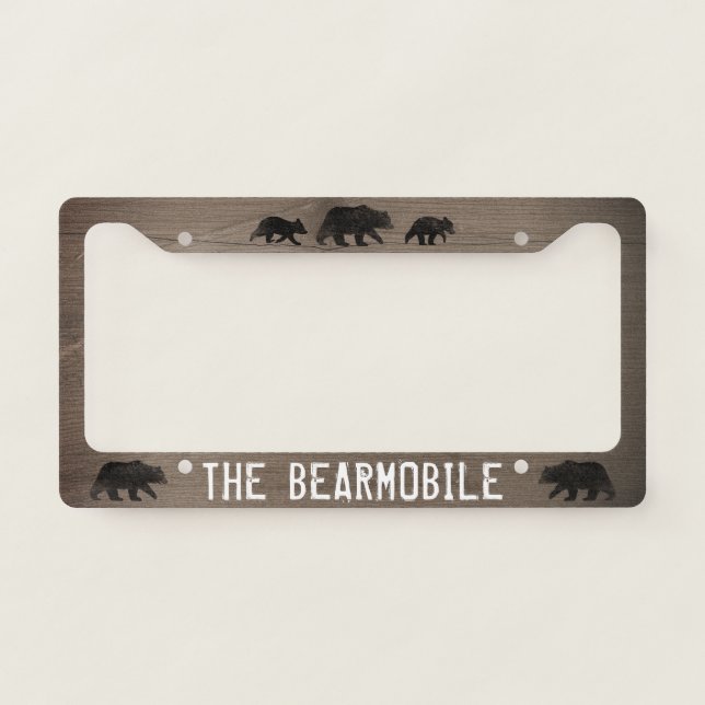 The Bearmobile - Grizzly Bear Silhouettes Custom License Plate Frame (Front)