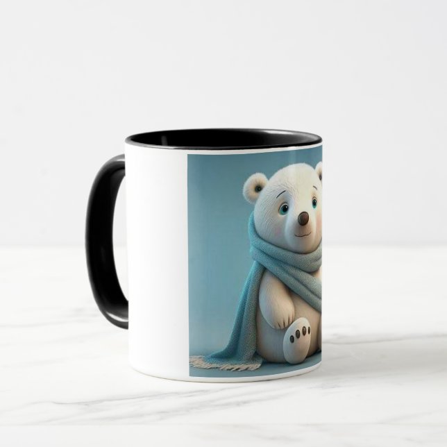 The bear's photo was placed on the logo cup. mug (Front Left)