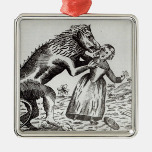 The Beast of Gevaudan Attacking a Young Girl Metal Ornament