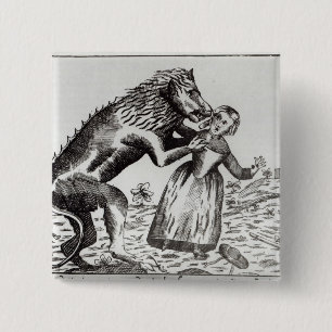 The Beast of Gevaudan Attacking a Young Girl Pinback Button