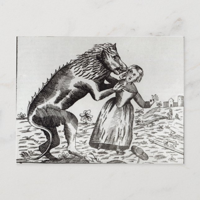 The Beast of Gevaudan Attacking a Young Girl Postcard (Front)