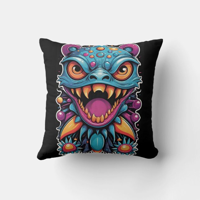 The Beast Will Feast Without Warning - Ken Gage Throw Pillow (Back)