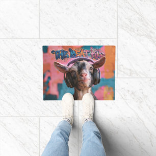 The Beat Kid - Cool Goat DJ with Headphones Doormat