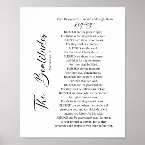 The Beatitudes Matthew 52_12 Bible Scripture Poster