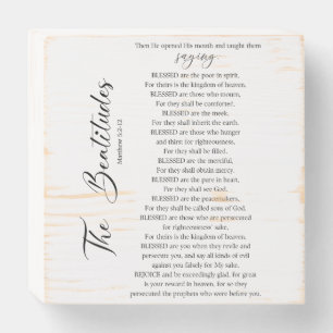 The Beatitudes Matthew 5:2-12 Bible Scripture Wooden Box Sign