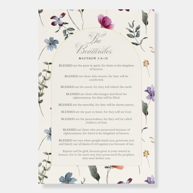 The Beatitudes Matthew 5:3–12 Floral Scripture Foam Board (Front)