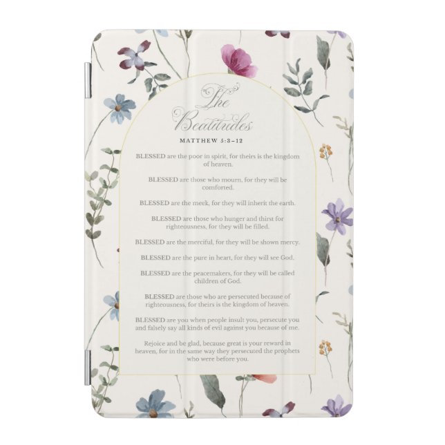The Beatitudes Matthew 5:3–12 Floral Scripture iPad Mini Cover (Front)