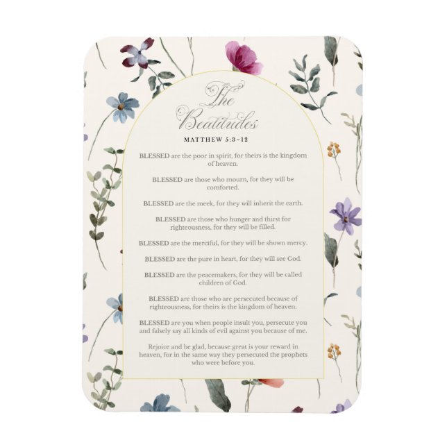 The Beatitudes Matthew 5:3–12 Floral Scripture Magnet (Vertical)