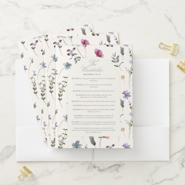 The Beatitudes Matthew 5:3–12 Floral Scripture Pocket Folder (In Situ)