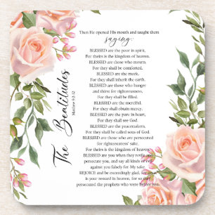 The Beatitudes Matthew 5:3-12 Scripture Roses Beverage Coaster