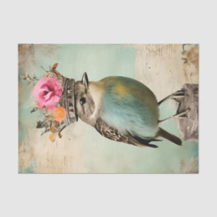 The Beautiful Bird in a Crown Collage Decoupage Tissue Paper