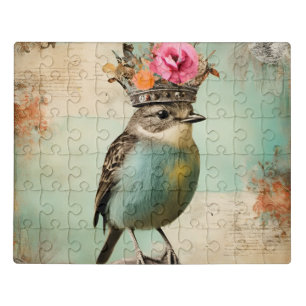 The Beautiful Bird in a Crown Collage Jigsaw Puzzle