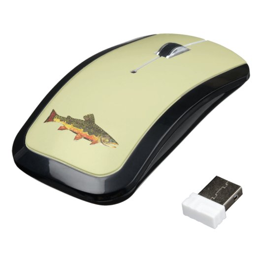 The Beautiful Brook Trout Fisherman's Wireless Mouse (Angled)