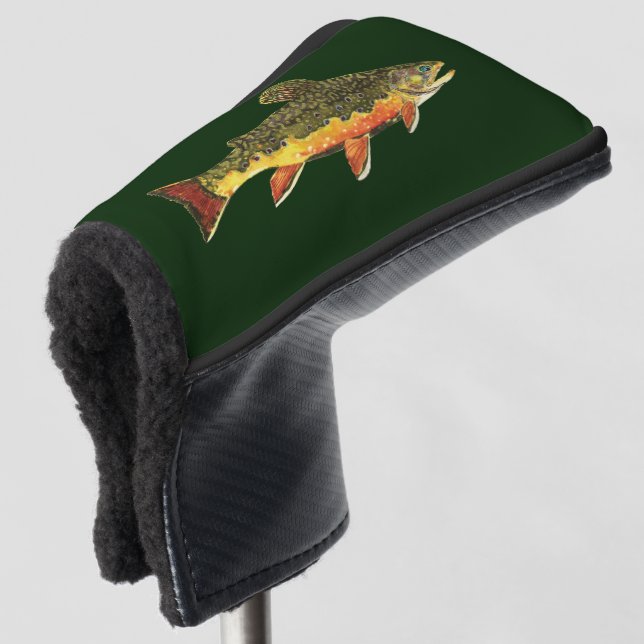 The Beautiful Brook Trout Golf Head Cover (3/4 Front)