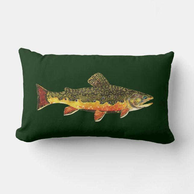 The Beautiful Brook Trout Lumbar Pillow (Front)