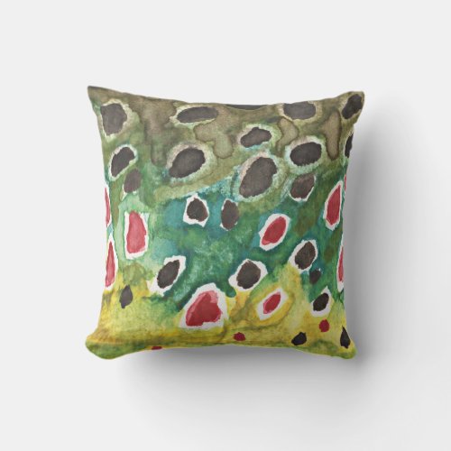 The Beautiful Brown Trout Fishing Outdoor Pillow