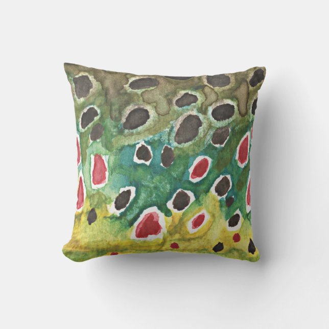 The Beautiful Brown Trout Fishing Outdoor Pillow (Front)