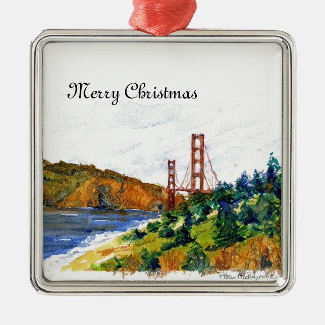 The Beautiful Golden Gate Bridge Metal Ornament (Front)