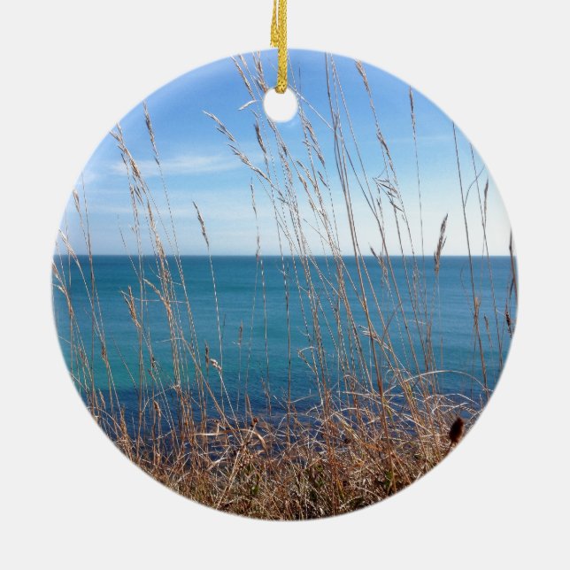 The beautiful Grass and Sea Ceramic Ornament (Back)