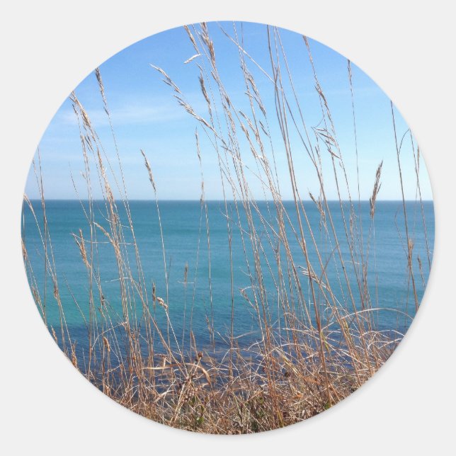 The beautiful Grass and Sea Classic Round Sticker (Front)