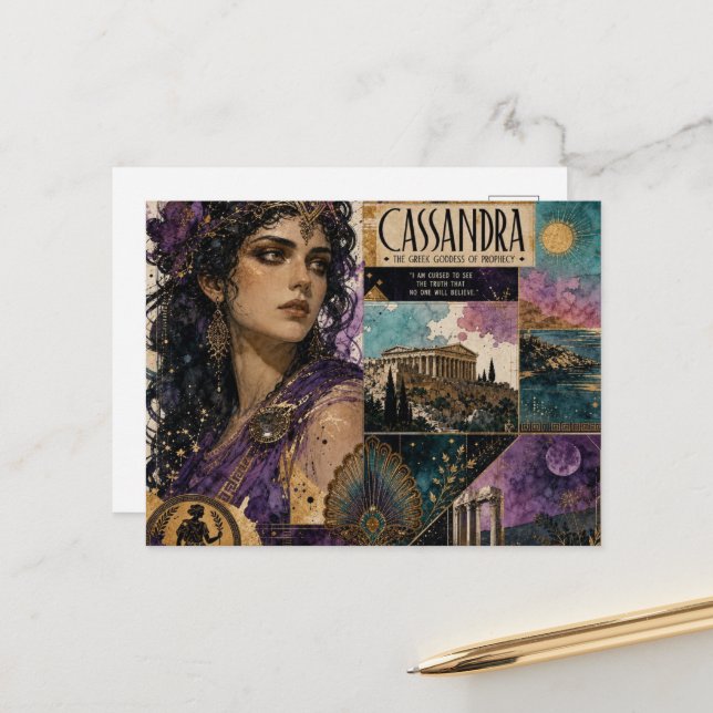 The Beautiful Greek Goddess Cassandra Postcard (Front/Back In Situ)