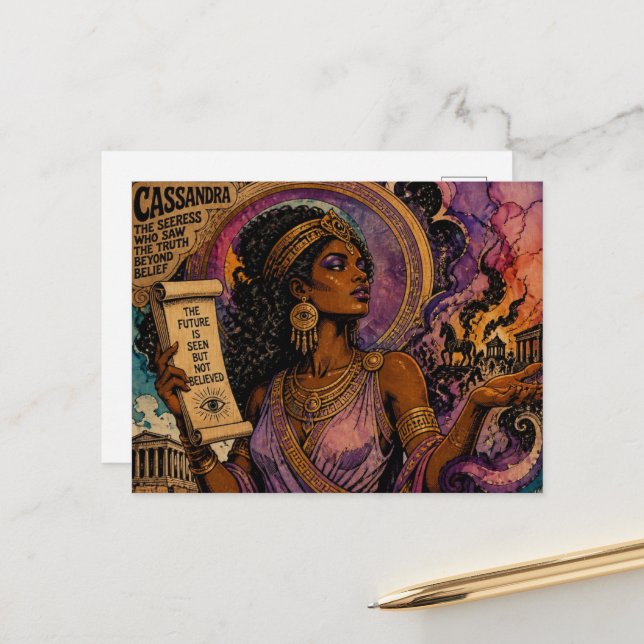 The Beautiful Greek Goddess Cassandra Postcard (Front/Back In Situ)