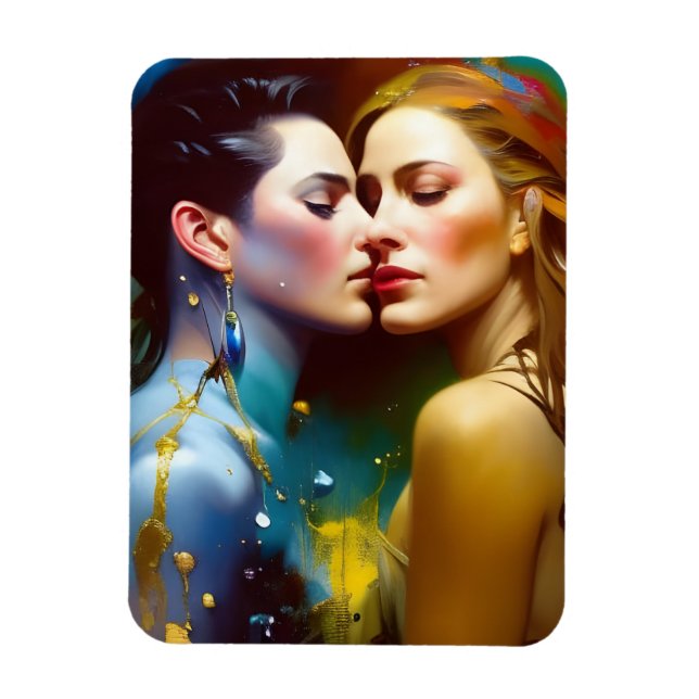 The Beautiful Lesbian Lovers Colorful Painting Magnet (Vertical)
