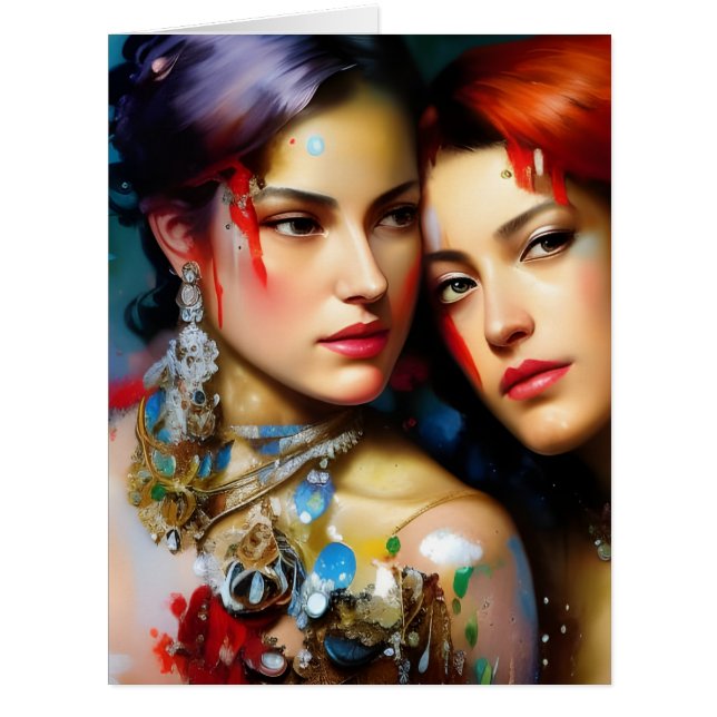 The Beautiful Lovers Colorful Painting All Occasio Cards (Front)