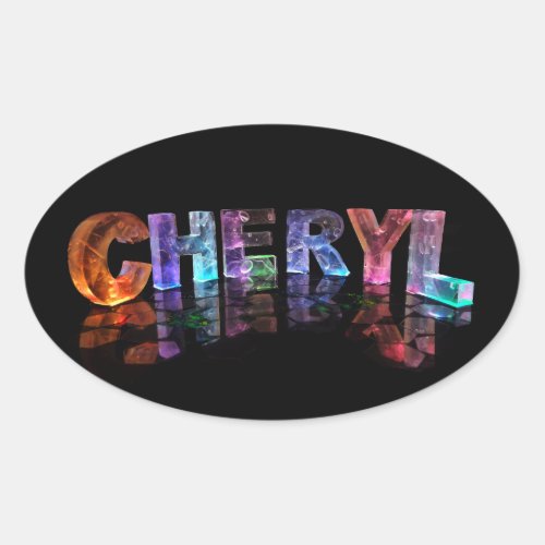 The Beautiful Name Cheryl in 3D Lights Oval Sticker